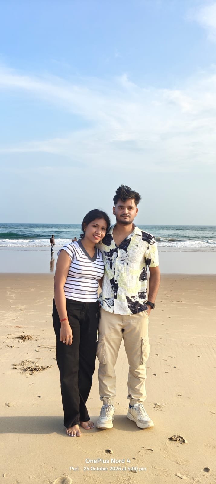 The two of us standing together on Puri beach
